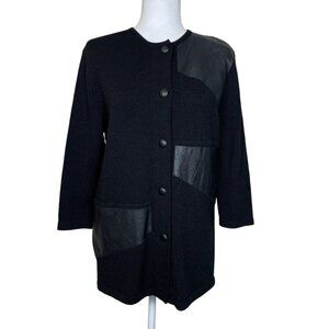 Vintage Rich and Levy Leather Cardigan Sweater Button Down Womens Large